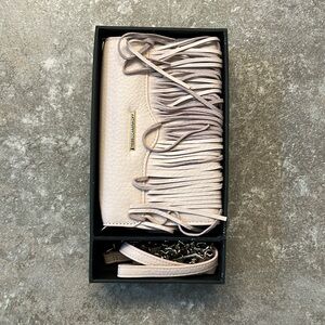 NWT-Rebecca Minkoff Universal Fringe Leather Crossbody Bag Color Light Pink